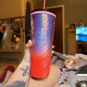 RARE Starbucks Twisted Iridescent Purple and Orange Tumbler RARE